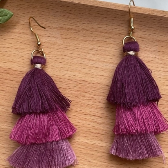 NEW Bohemian Ombre' Tassel Earrings - Picture 3 of 4